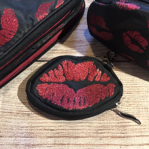 Sephora Makeup Bag Set Glitter Lip Print - Picture 3 of 8